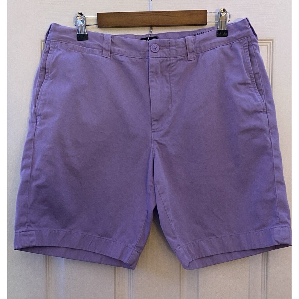 J. Crew Stanton Men's 34 waist Flat Front Cotton Twill Chino Shorts Lavender